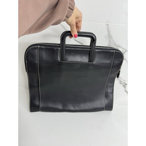 Vintage 90’s COACH Folio w/ Pull-holds Briefcase Rare - Black Leather EUC 70097